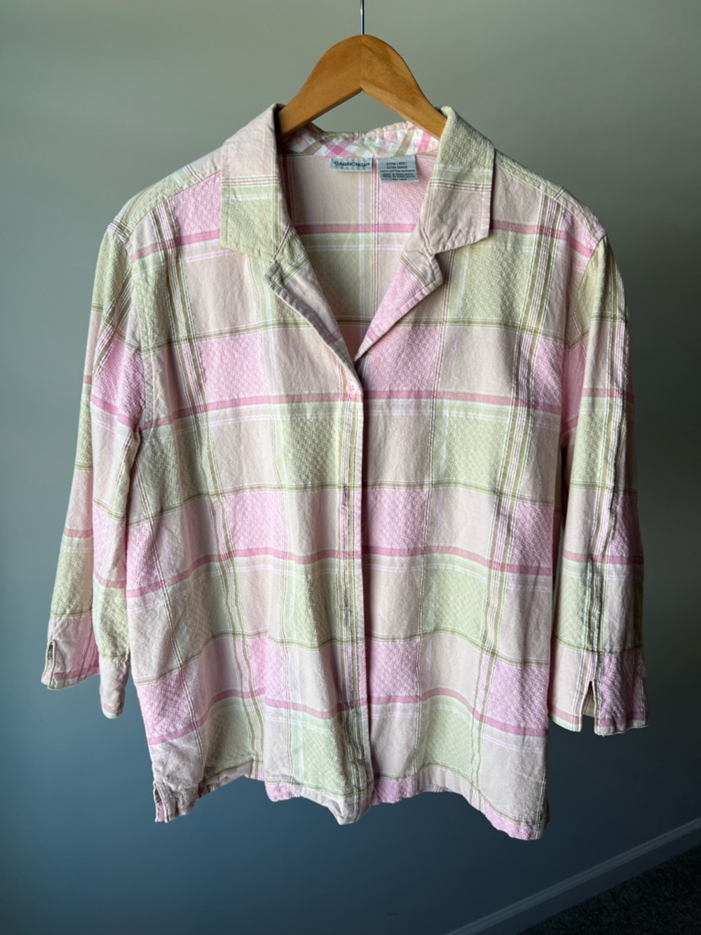 Cabin Creek Pink & Beige Plaid Button Up